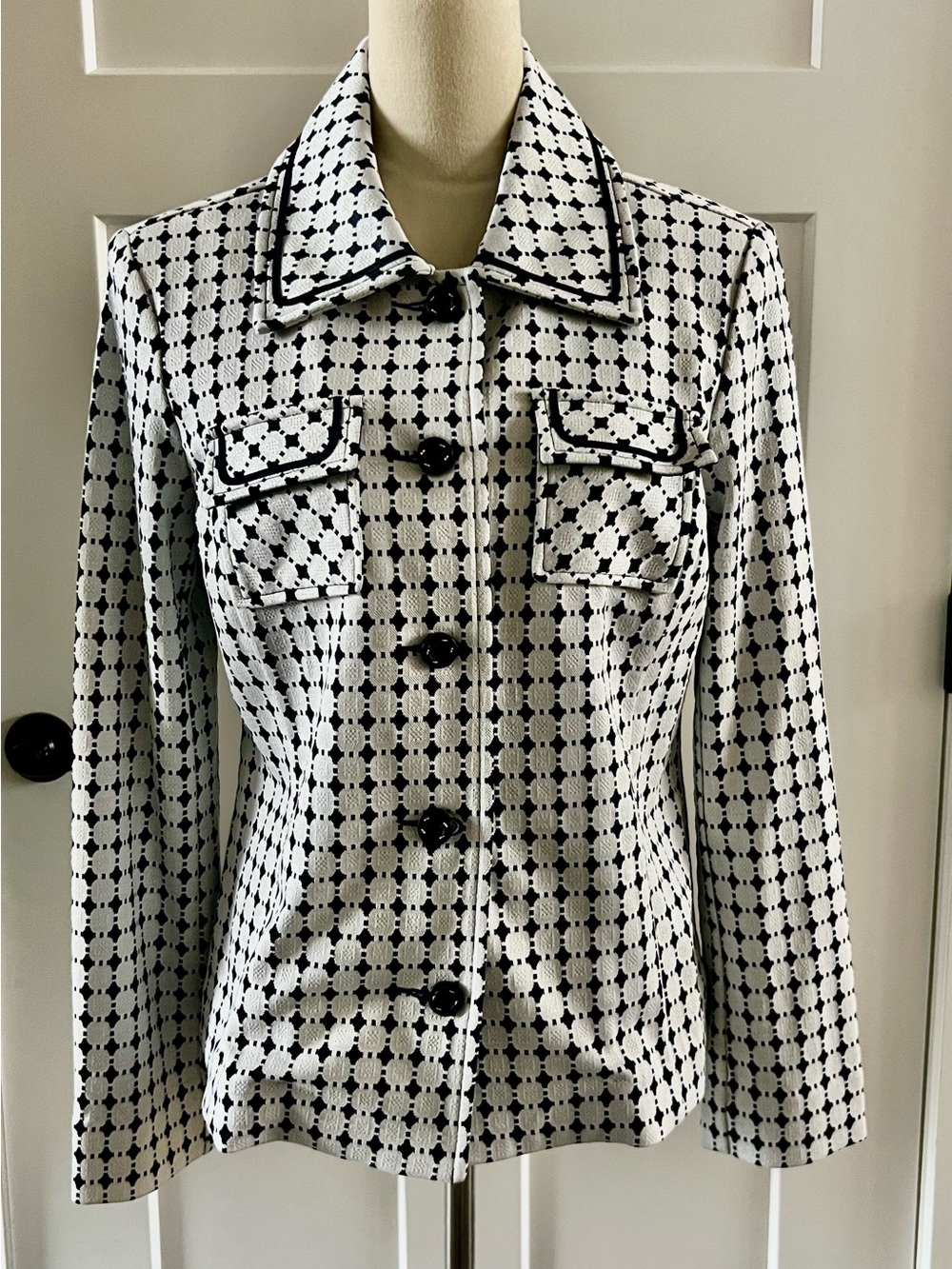 CAbi Black and White Patterned Blazer